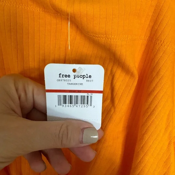 Free People NWT Marissa Ribbed Bodysuit Tangerine Orange Size XS - Picture 6 of 10